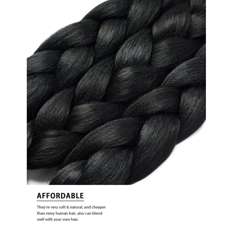 PARXITN Jumbo Braids Extensions Kanekalon Braiding Hair for Synthetic Hair