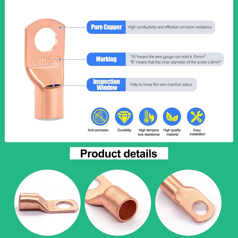 Twidec/160PCS Battery Cable Ends AWG 2 4 6 8 10