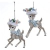 Kurt Adler Set/2 Gray Reindeers with Santa Hats Christmas Tree