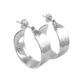 Solid Handmade 925 Sterling Silver Hammered Hoop Circle Earrings