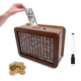 Wooden Money Box, Reusable Storage Case Money Saving Box, Coin Cash Box for Home, Holiday Fund Money Box with Counter for Adults Child