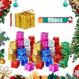SWoob 96pcs Mini Present Ornament Christmas Tree Hanging Gift Box Christmas Tree Decor Coloured Christmas Parcel Decorations Presents Suitable for Christmas Decoration (Colorful)
