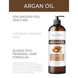 velona Aceite De Argan - 32 Fl Oz(Con Bomba) | Puro Y Natural | Aceite De Marruecos | Estimular El Crecimiento Del Cabello, El Cuidado De La Piel, El Cuerpo Y La Cara | Protector De Uñas | Sin Refinar