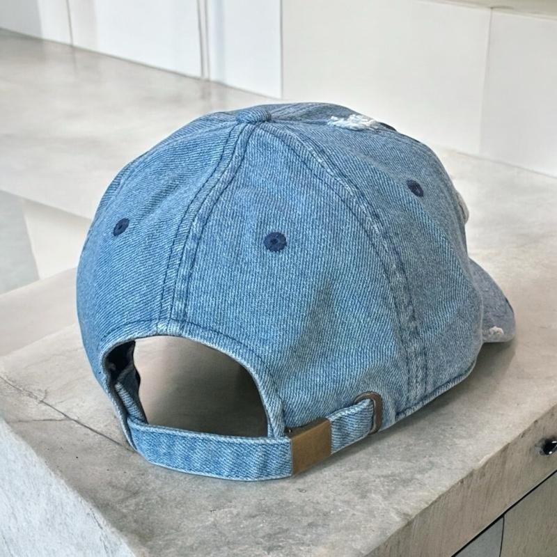 Puerto Rico Distressed Dad Hats Metal Buckle:_Light Denim Heart