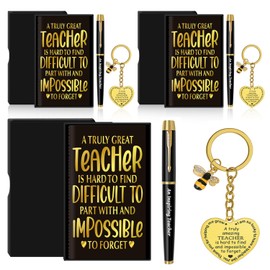 iZoeL School 3Set Thank You Teacher Gifts Best Teacher Gifts Teacher Notebook Pens Teacher Keyring Present For Educators - End Of Term Retirement Gift For Classroom Teacher Teaching Assistant Mentor
