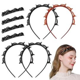 Bettinay 8 PCS Double Bangs Headband with Clips, Hairpin Hairband Clip on Top for Women's