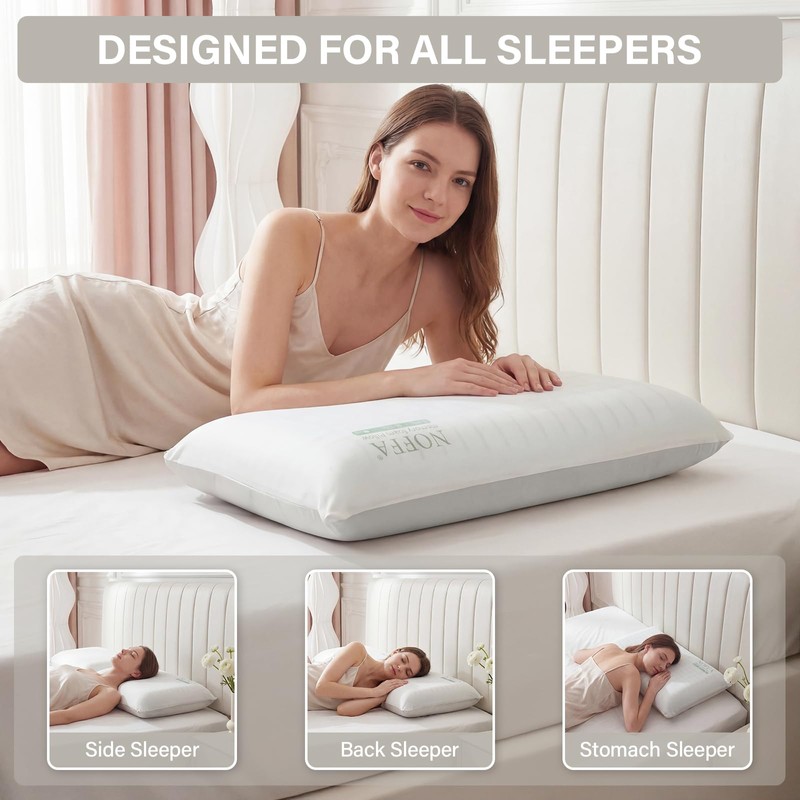 Cooling Memory Foam Pillow, Bed Pillow, Medium Soft Feel Neck