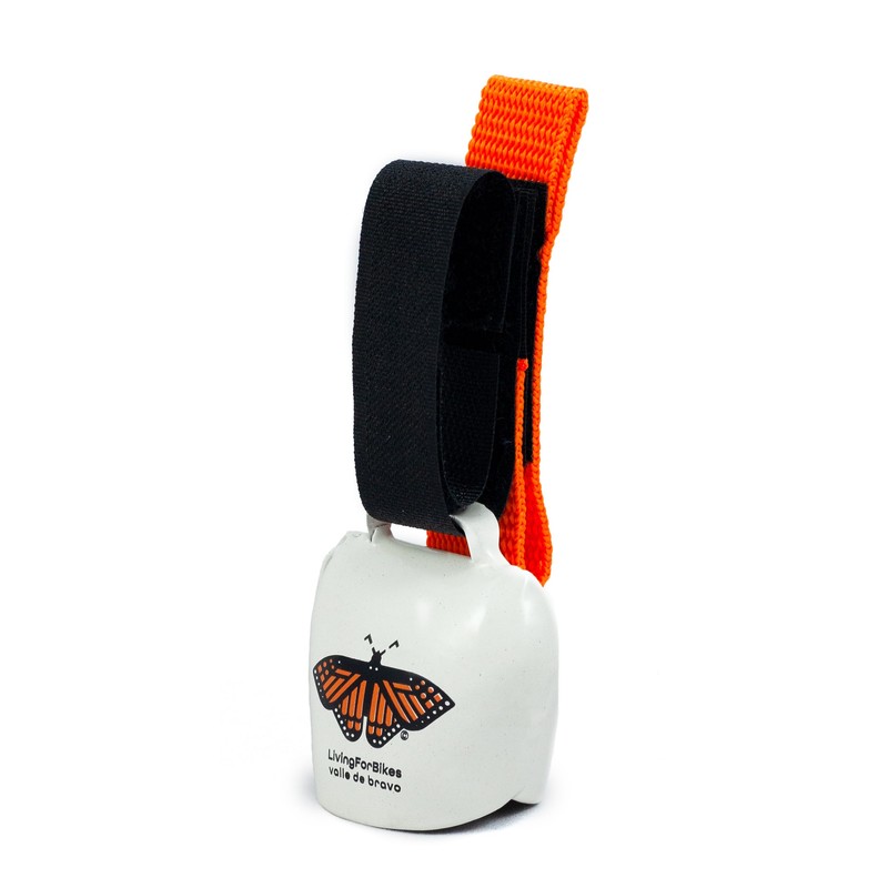 swisstrailbell® Mexico Edition White Bell: Orange Mariposa, Orange Band, Bicycle