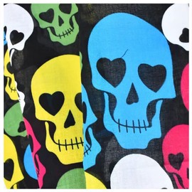 Colourful Skulls Bandana Black Head Scarf Headbands Handkerchief Biker Cotton Bib Party Face Covering Headwear For Motorcycling Mens Womens Unisex