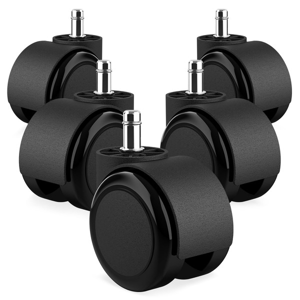 RAVN HAMAN Set of 5 Office chair wheels 11 mm x 22 mm - - Hard floor castors up to 175 kg - - Abrasion resistant swivel chair castors - - Easy installation without tools