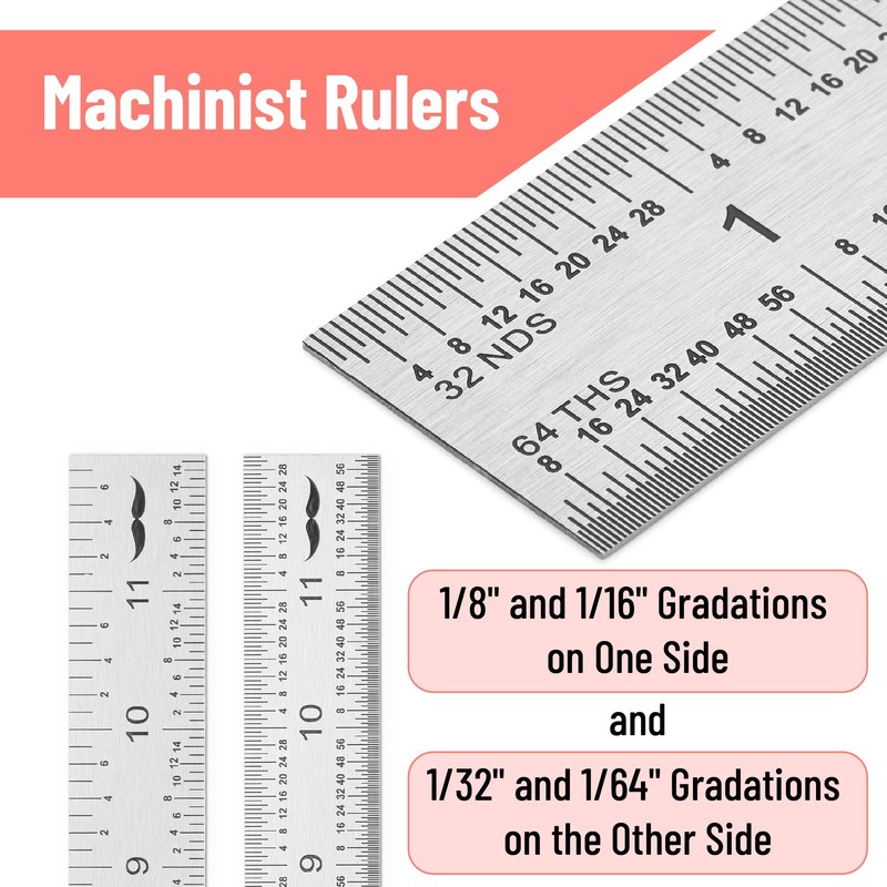 Mr. Pen Machinist Ruler, 12 Inch Stainless Steel with Inch