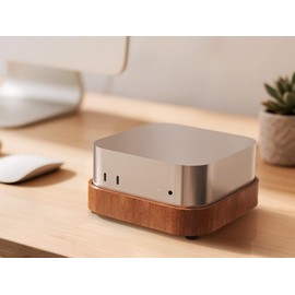 XFlexVida Wooden Stand for Mac mini 4 – Custom Fit with Power Button Trigger, Minimalist Design, Dust Filter & Anti-Scratch Silicone Pads