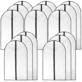 JEUIHAU 15 Pack 3 Sizes Breathable Clothes Covers with Zip, Waterproof Dustproof Garment Covers, Clothes Covers Protector Bags for Suit, Dress, Wardrobe Storage and Travel, 60x80cm,60x100cm,60x120cm