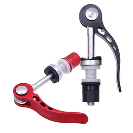 EDOBLUE 2 Pack Bike Alloy Seat Post Quick Release Pin Bike Seat Clamp Pipe Clamp Locking Screws for Mountain Bike and Road Bike Red & Black