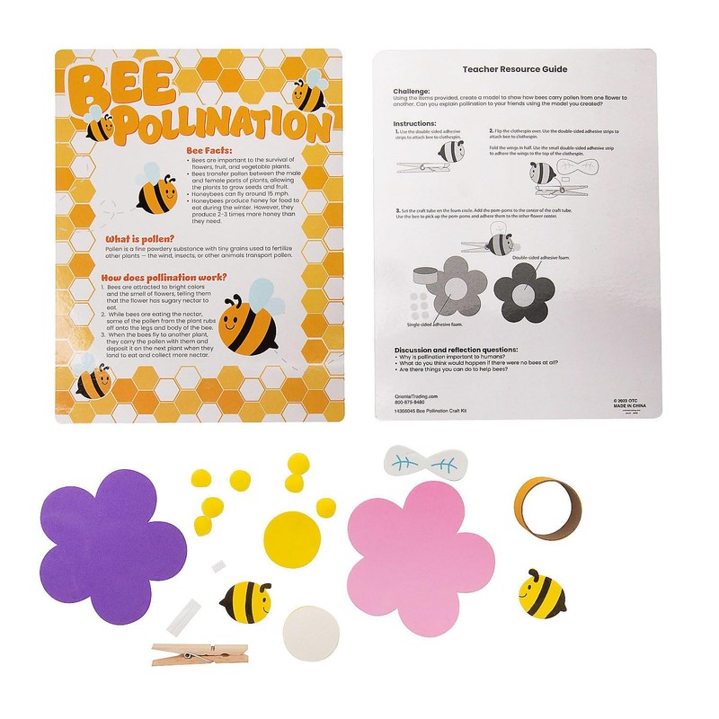 Fun Express Pollinating Bee Educational Craft Kit - Makes 12