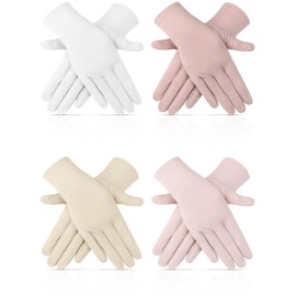 Leumoi 4 Pairs Women's Sun Gloves UV Protection Gloves Touchscreen Driving Gloves Women's Cycling Gloves Sunblock Gloves(Simple Style,White, Ash Pink, Cameo Brown, Light Skin Color)