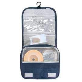 Borsa da viaggio per stomia, da appendere, per colostomia, ileostomia, catetere Foley, organizer per cure mediche (blu navy)