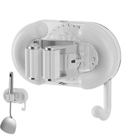 Suction Mop Holder - Wall Mounted Broom Hanger - Seamless Bracket, Cleaning Suppliers Hanger, Mops Hook for Bathroom Kitchen Garden