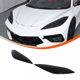autopart2021 Smoked Black Front Headlight Headlamp Blackout Cover Trim For Corvette C8 20+ US