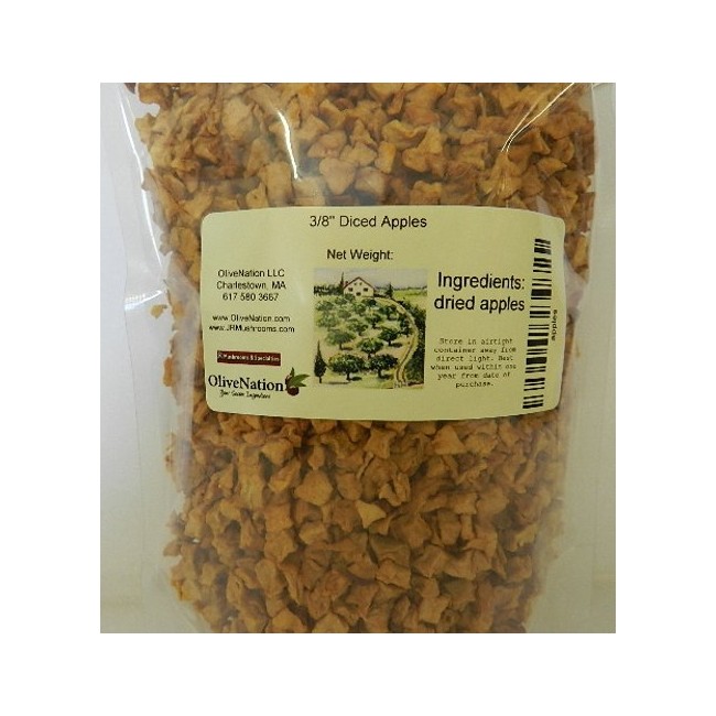 OliveNation All Natural Dried Diced Apple, Peeled and Cored, Non-GMO, Gluten Free, Kosher, Vegan - 8 ounces