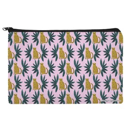 Cheetah and Leaves Makeup Cosmetic Bag Organizer Pouch