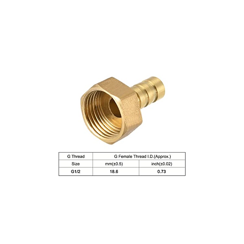 sourcing map Brass Hose Barb Fitting Connector, 10mm Barb G1/2