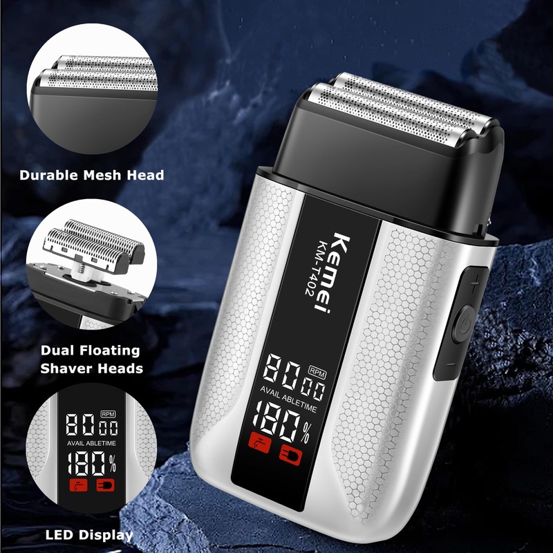 KEMEI IPX7 Foil Shavers Electric Razor for Men with 3
