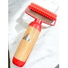 Wooden Massage Roller with Textured Handle, Red Acupressure Body Massager