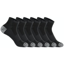 U.S. Polo Assn. 6 Pair Men's QUARTER Length Moisture Control Athletic Performance Socks CUSHION - Shoe Size 6-12, BLK 6344