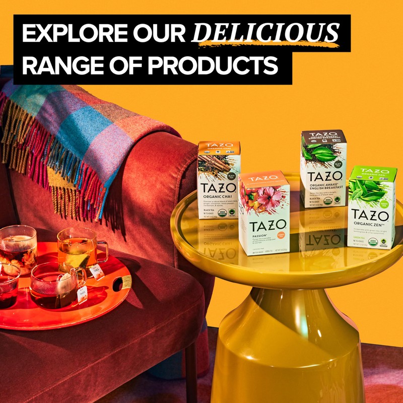 TAZO Organic Chai Black Tea Bags, Caffeinated tea, 16 Total