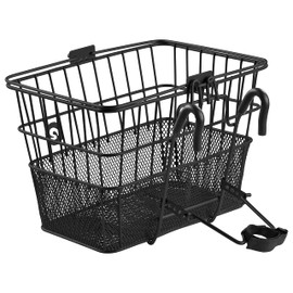 Retrospec Apollo Detachable Front Bike Basket Steel Half-Mesh with Integrated Detachable Hooks and Built-in Handle, Easy Assembly and Portability for Bicycles