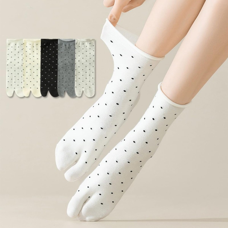 Qzkouma FZDD-75 Women's 2 Toe Socks, 3 Pairs Set, Cotton