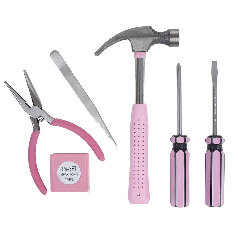 Trimate,PinkTool Set,Includes – Hammer, Screwdriver Set, Pliers (Tool Kit for
