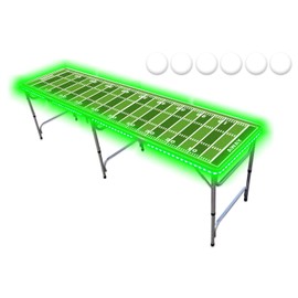 PARTYPONG 8-Foot Professional Beer Pong Table w/LED Glow Lights - Football Field Edition