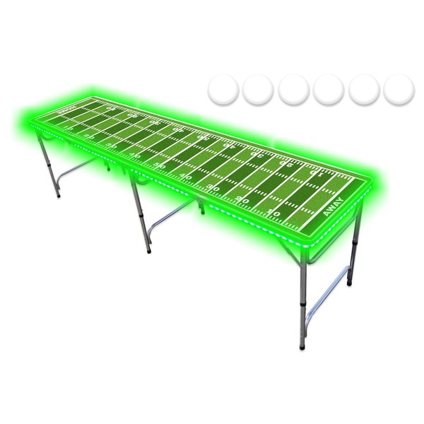 PARTYPONG 8-Foot Professional Beer Pong Table w/LED Glow Lights -