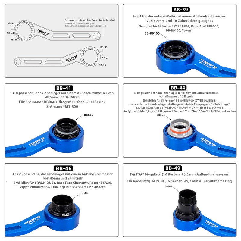 Buaak 6-in-1 Multifunctional Bicycle Bottom Bracket Wrench, Crank Removal Tool,