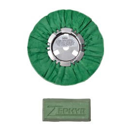 Zephyr Products AWG58-8WB Green 8" Hall Airway Buffing Wheel with 1 LB Green Bar Medium/Lite Cut, 1 Pack