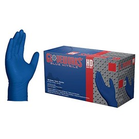 GLOVEWORKS - Guantes desechables industriales de nitrilo azul real, 6 mil, sin látex, textura de diamante elevada, grande, caja de 100 unidades