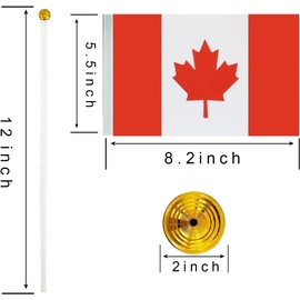BJAINGEXK 12-piece Canada Desk Flag Set, Canada Mini Desk Office Flag, 12-inch long flagpole, miniature Desk flag, Home Office holiday event celebration decorations
