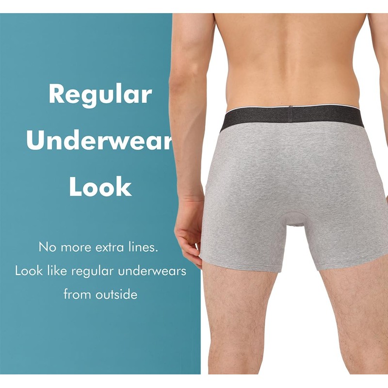 AIRCUTE Washable Absorbency Urinary Incontinence Underwear for Men Boxer Briefs
