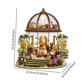 Baoblaze DIY Miniature Dollhouse 3D Wooden Puzzle Collection Decorative Miniature Garden House Kit Built in Light for Kids Adults Gift, Russian Instruction