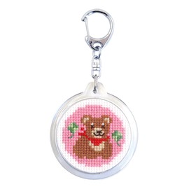 オリムパス製絲 クロスステッチ 刺しゅうキット どうぶつシリーズ ラウンドキーリング クマ 白 KS-144