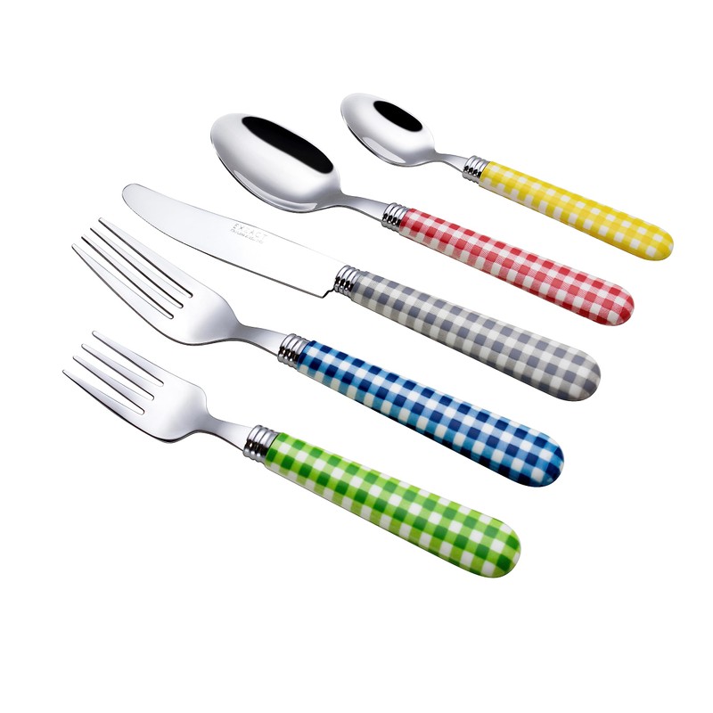 Exzact 20 Piece Stainless Steel Checked Handles Cutlery Set Dishwasher