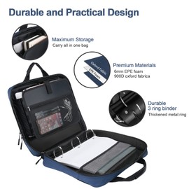 Losong 3 Ring Zipper Binder 2 Inch with Shoulder Strap 500 Sheet Capacity & Multi-Pockets for School and Office Binder Organizer, Compatible with 13-Inch MacBook/Tablet (Patent Design Dark Blue)