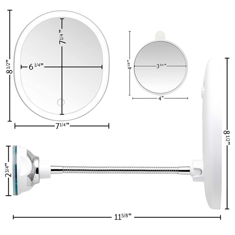OVENTE 9'' Rechargeable Lighted Wall Mount Makeup Mirror for Bathroom