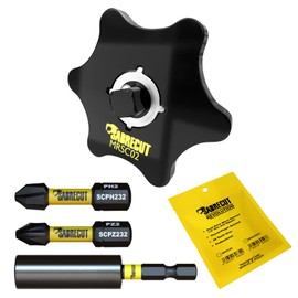 4 Piece SabreCut MRSC02K1 DualDrive Square Drive Thumb Mini Micro Ratchet 1/4" Professional 36 Tooth Gear Finger Ratchet with 32mm PH2 PZ2 Screwdriver Impact Bits and a Magnetic 60mm Bit Holder