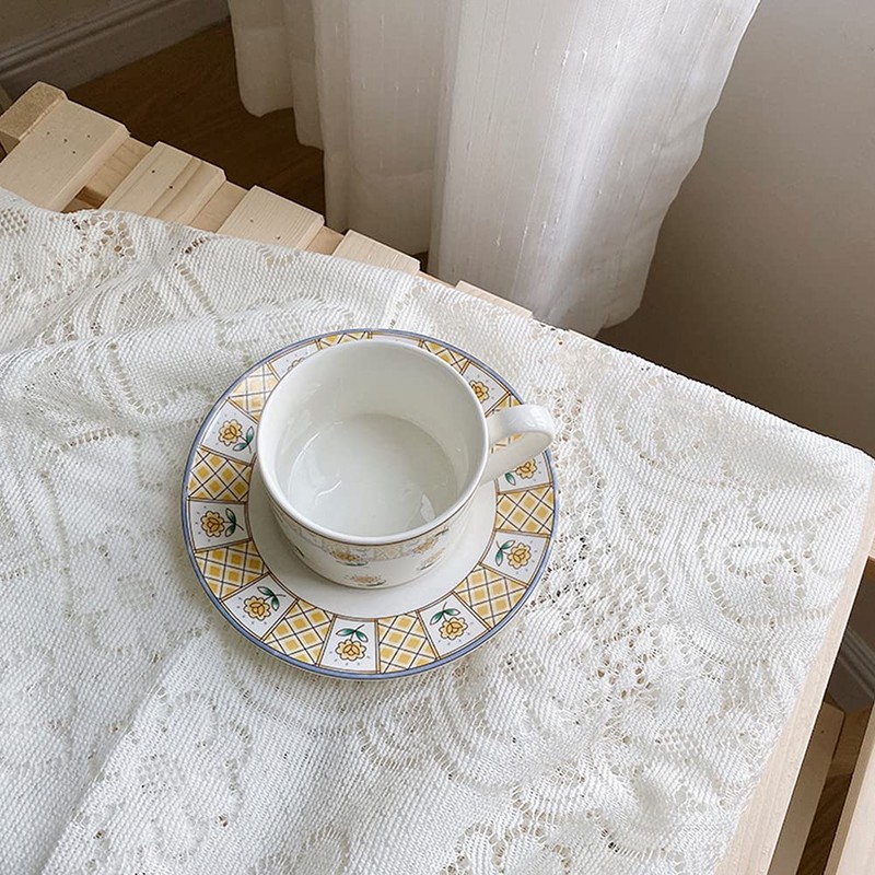 Formemory Lace Tablecloth Floral Pattern Wedding Party Scandinavian Style Embroidery
