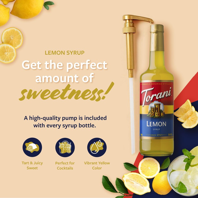 Torani Lemon Syrup for Drinks, Flavoring for Iced Tea, Sodas,