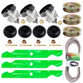 TENGMUJX 50 inch Lawn Mower Spindle Rebuild Kit for Cub Cadet RZTMTD ZT-50 Includes 3 Spindles 618-04126 3 Blades 742-04053 1 Be lt 754-04044 3 Idler 753-08171