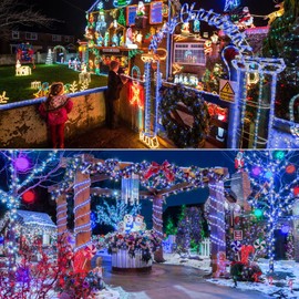 100ft LED Rope Lights Outdoor, 720 LED Connectable and Flexible Tube Lights with 8 Modes, Waterproof LED Rope Lighting for Garden Patio Bedroom Party Pool Indoor Outdoor Christmas Decor (White & Blue)